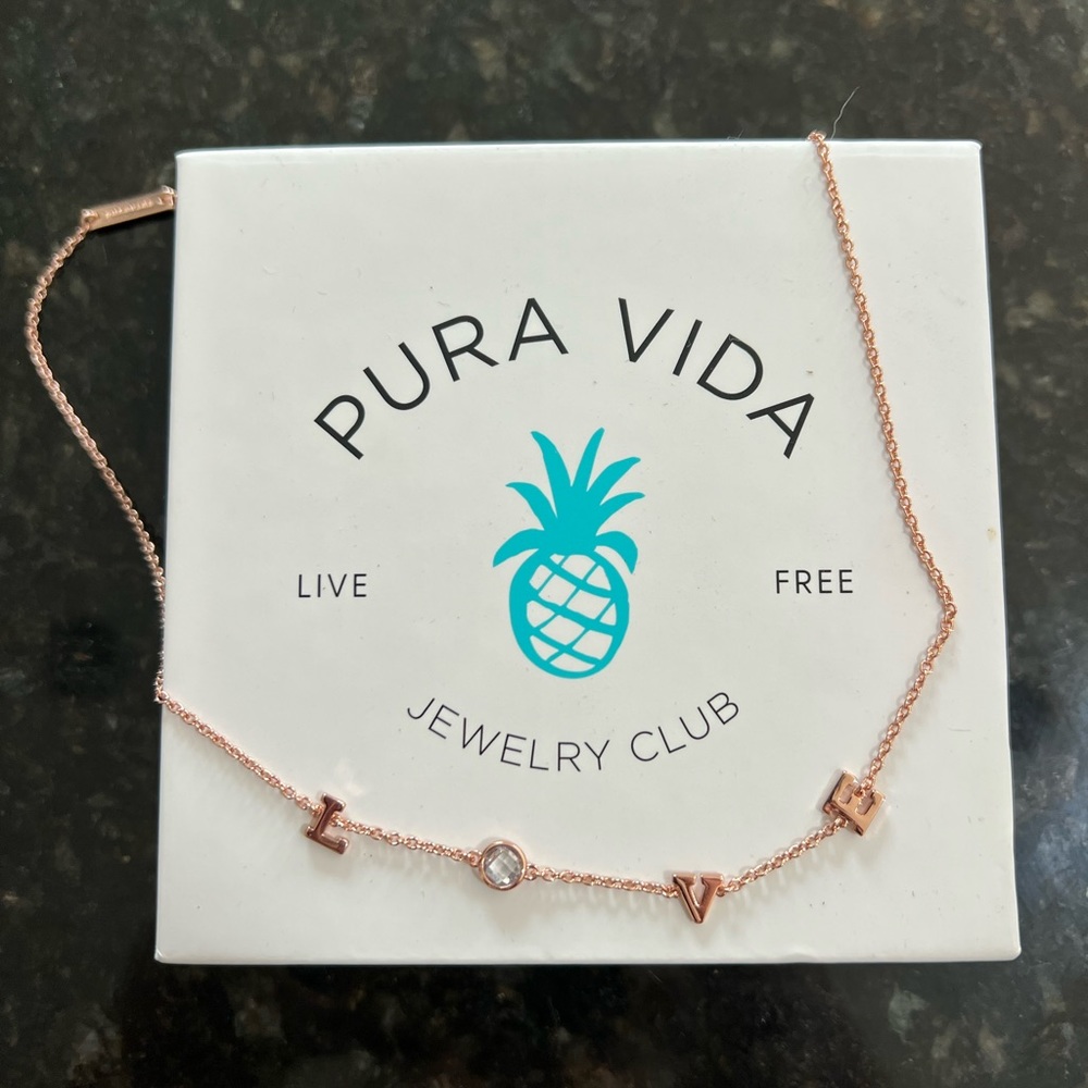 LOVE Rose Gold necklace - Pura Vida Jewelry Club EXCLUSIVE